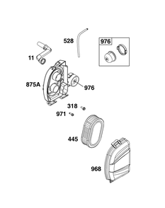 Air Cleaner Group Diagram and Parts List for 09P702-0290-H5 020000 - 09Z999 Briggs and Stratton Engine
